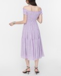 SIXDO Floral Off-Shoulder Midi Chiffon Dress